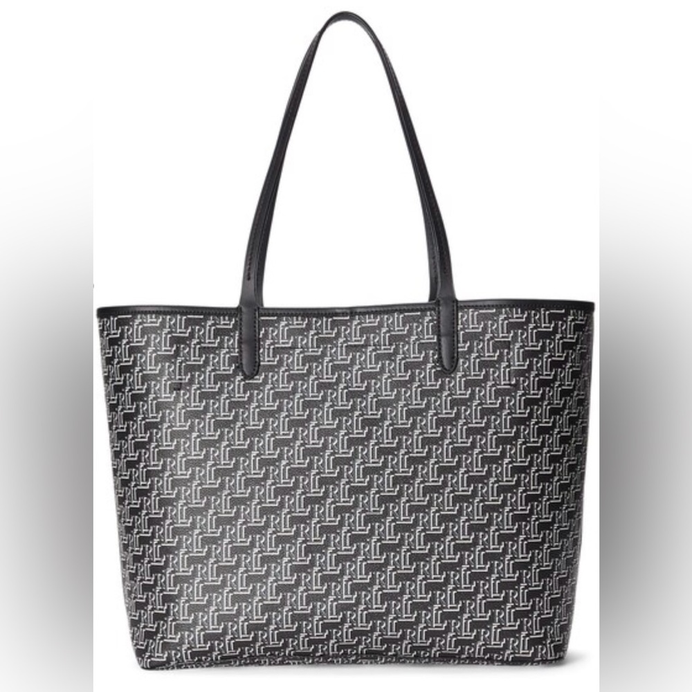 Lauren Ralph Lauren Black & White Logo Canvas Tote